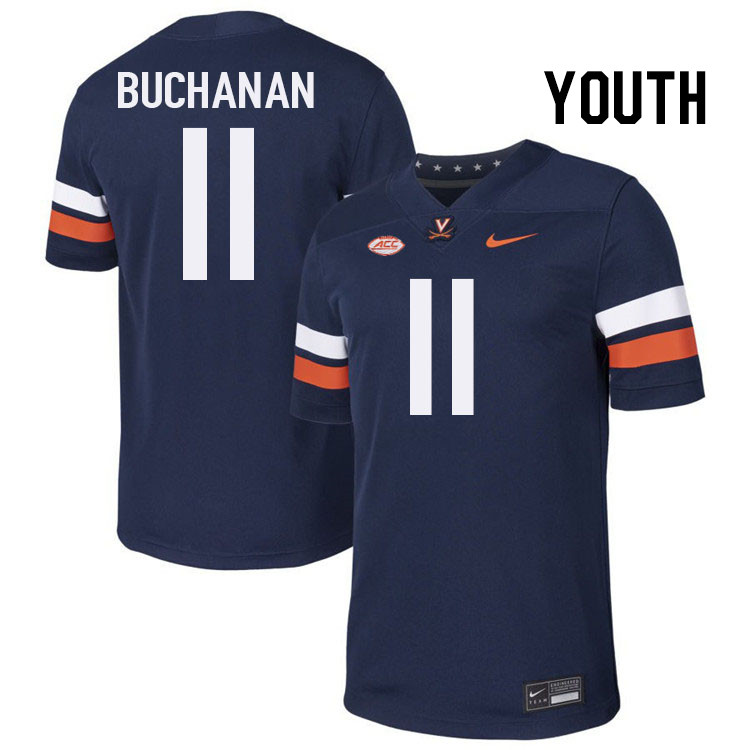 Youth Virginia Cavaliers #11 Mekhi Buchanan College Football Jerseys Stitched-Navy